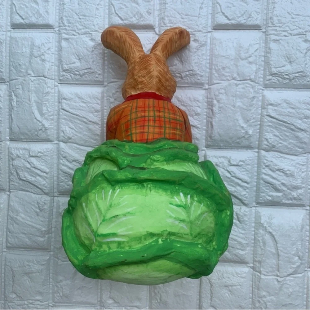 Vintage Paper Mache Bunny Rabbit In Cabbage Decor Department 56